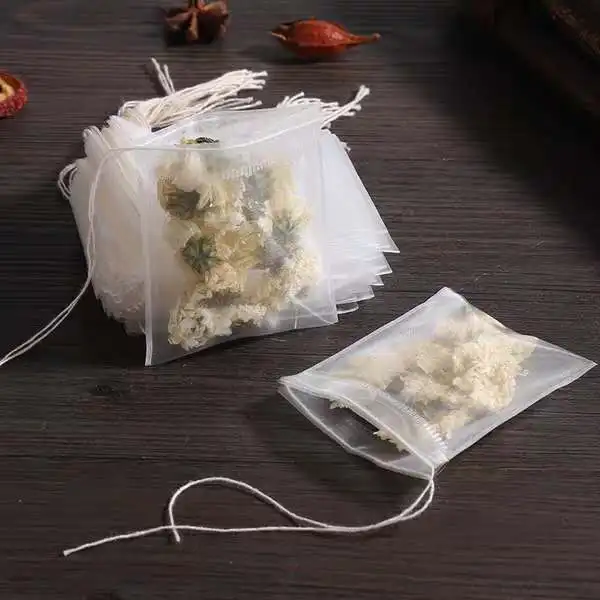 Good permeability Custom Food Grade Full Sizes Biodegradable Empty Nylon Tea Bag With Drawstring