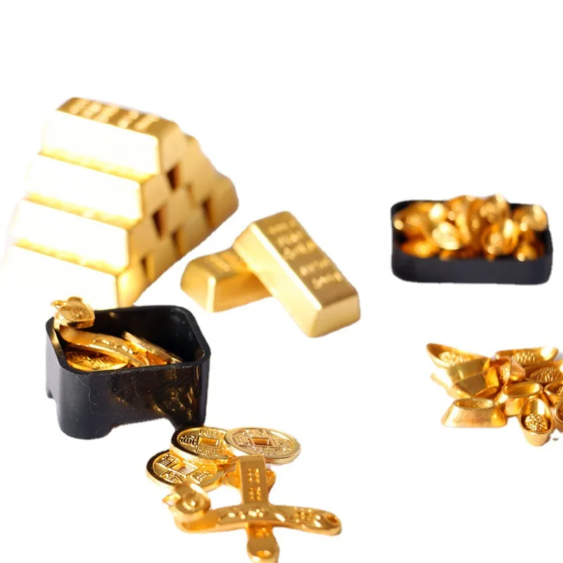 Dollhouse Accessories Miniature Model Mini Ruyi Gold Ingot Gold Bar Copper Coin Model Ornament Dollhouse