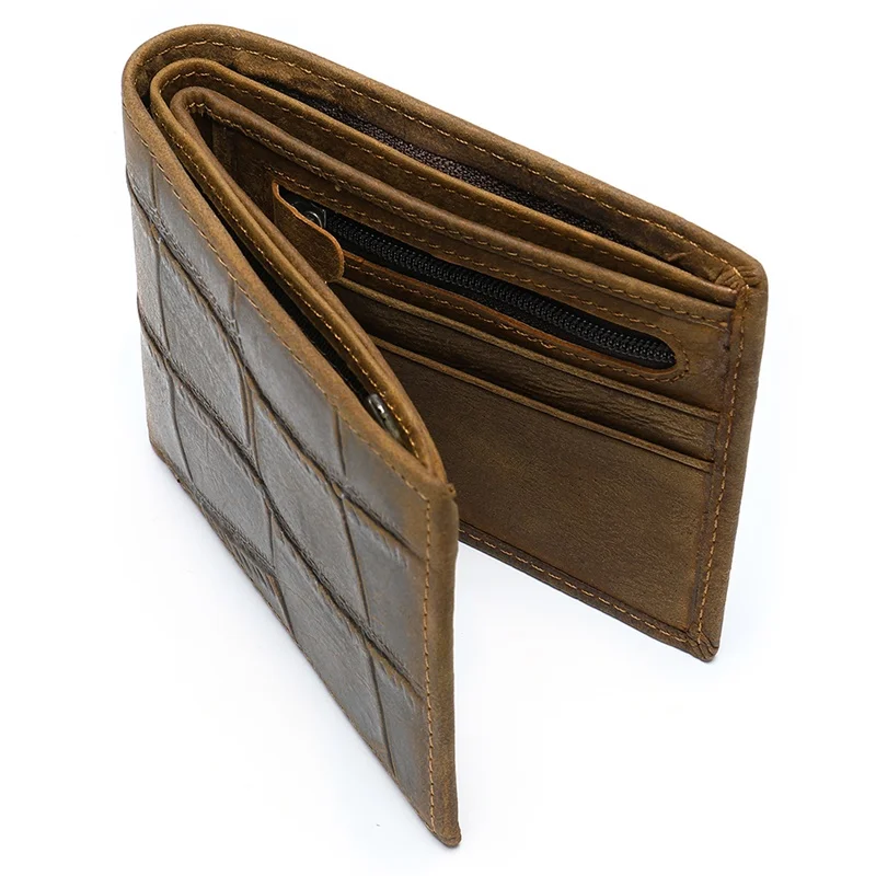 Marrant crocodile pattern wallet men short leather wallet vintage genuine leather card holder wallet for men money clips