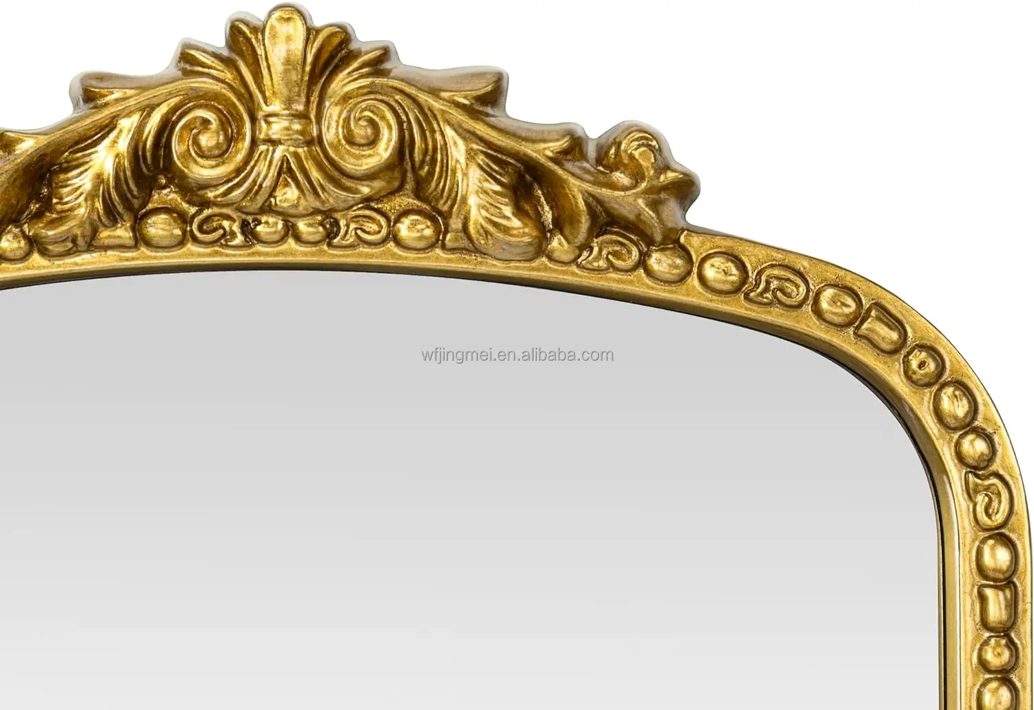 Antiqued Gold Ornate Mirror Arched Mantel Wall Mirror Baroque Inspired Bathroom Vanity Rectangle Wall Mounted Mirror