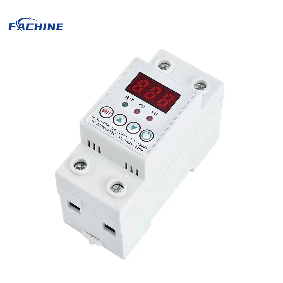 Single Din rail adjustable over under voltage protective protector relay protection digital electric voltage protector 63A 230V