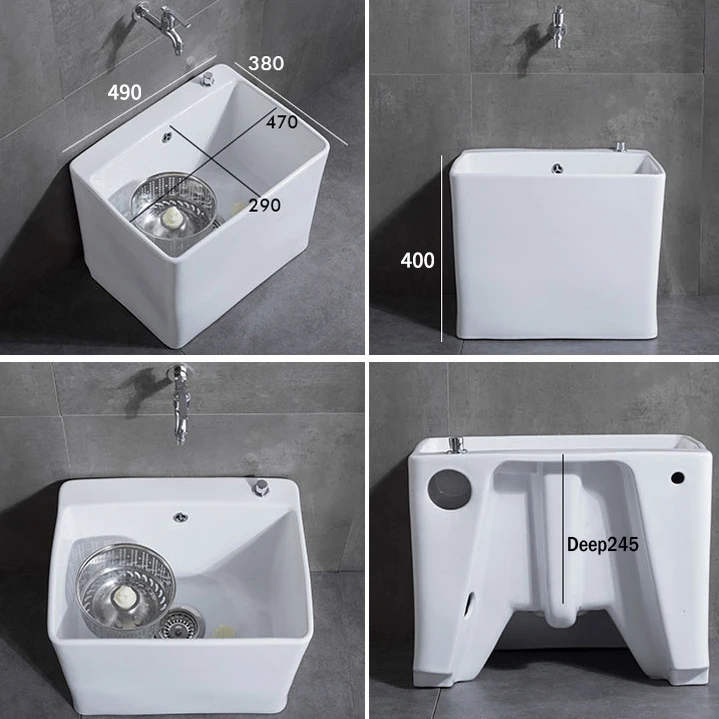 Hot Sale Hotel Bathroom Square Ceramic Outdoor Rectangle Vessel Sink Stand Floor Mop Sinks