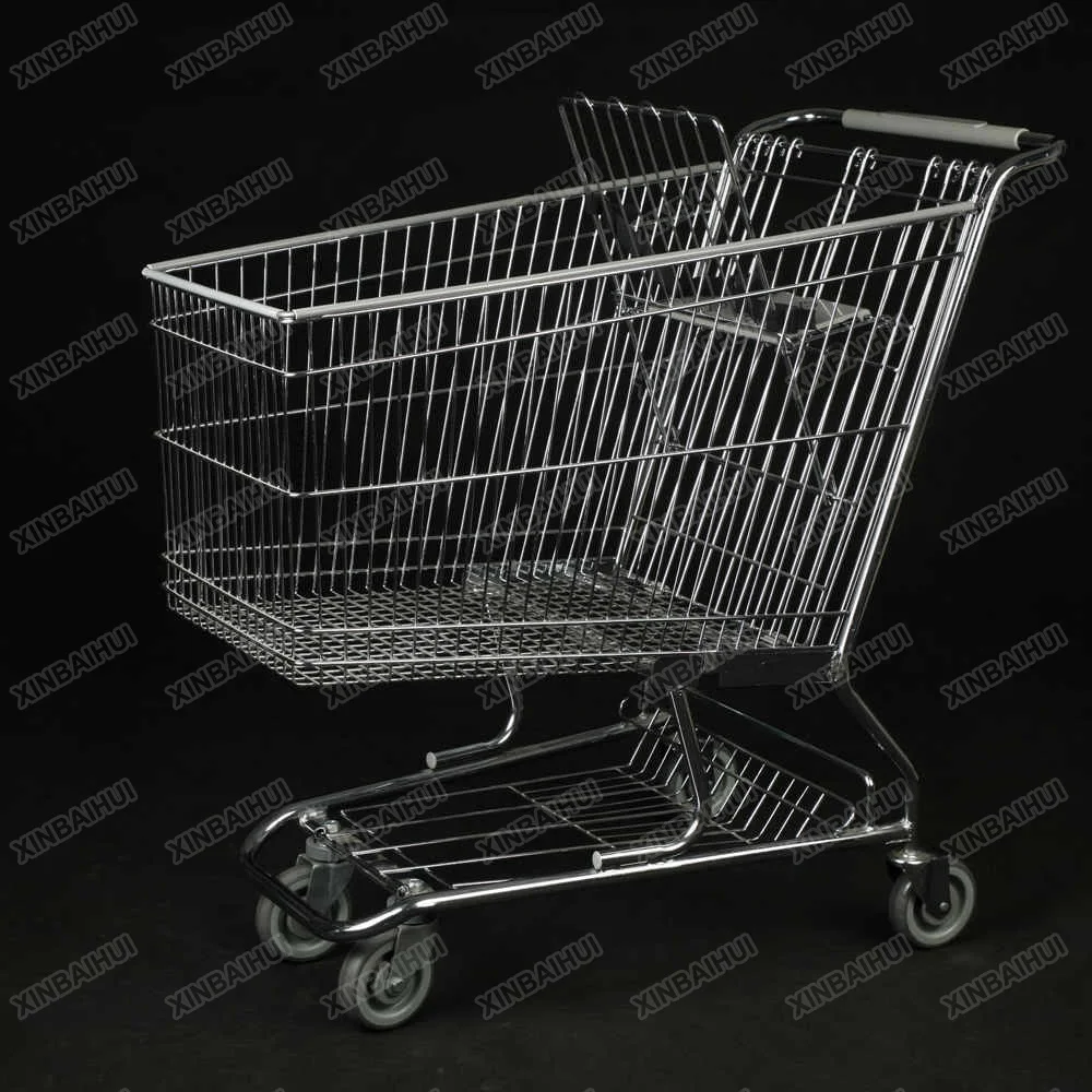 Premium Steel Large 4 Wheels Shopping Supermarket Carts for Retail Store