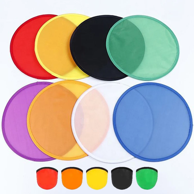Outdoor Sublimation Blank Foldable Fan with Pouch Flying Disc Kids Toy Nylon Round Flying Disc