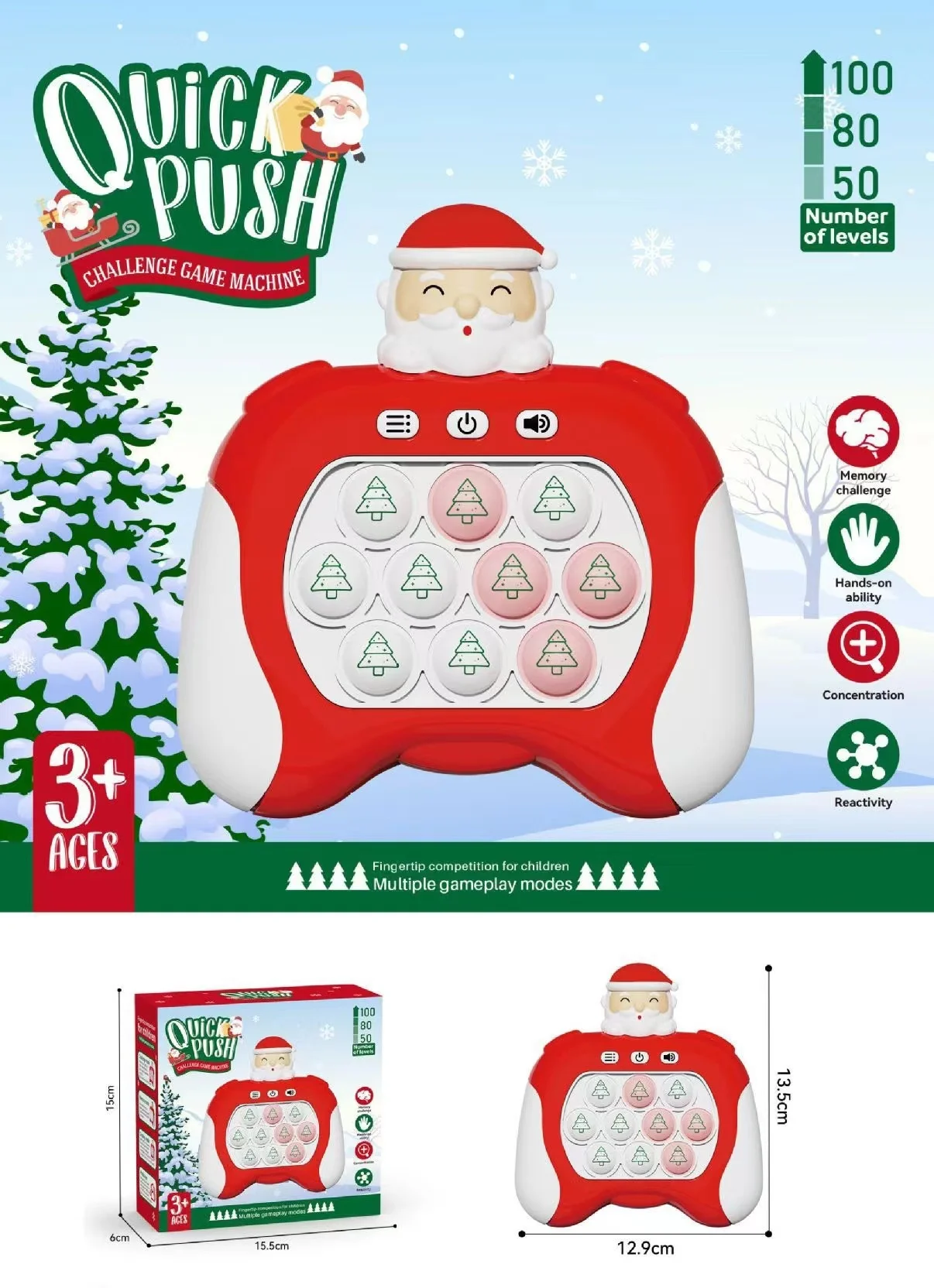 Decompression 4 Modes Anti Stress Relief Children Handheld Puzzle Memory Light Up Electronic Fast Quick Push Pop Game Fidget Toy