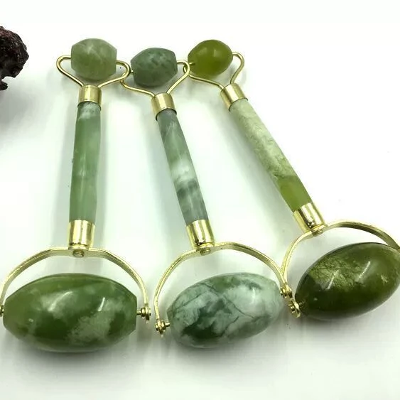 wholesale natural xiuyan jade roller high quality facial massage green jade roller gua sha for face