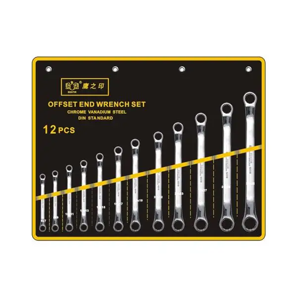 Mirror ring wrench set series Cr-V Forged with high-grade chromium vanadium steel, with high strength