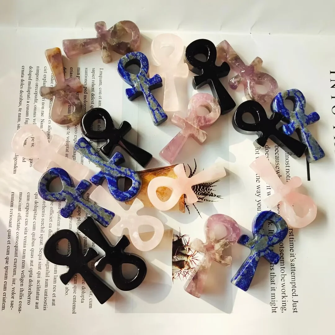 wholesale Cross natural healing colorful Crystal Amulet Anka Unlock Your Desires with Exquisite Crystal Carvings and Crafts gift