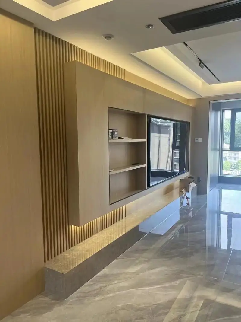 DIY Wood Lowes Interior Wall Paneling Melamine Faced or Paint Color PET Fluted Wall Panel Wood For Hotel Home Decor