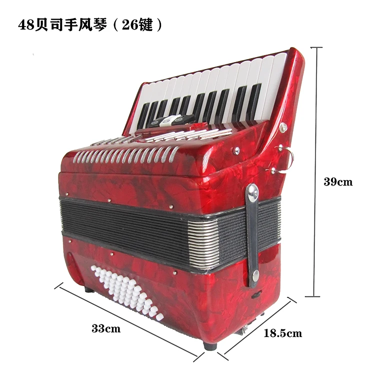 accordion 48 bass 26key accordion red accordion