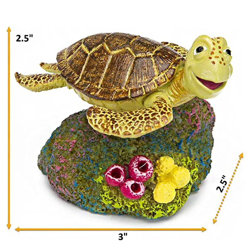 Resin fish and turtles design fish tank decoration, unique swimming sea turtle aquarium decor ornaments