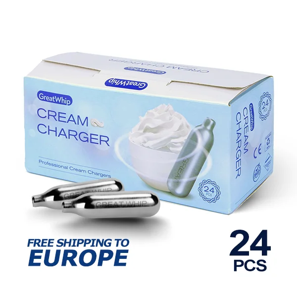24 Pcs/Pack GreatWhip Whipped Cream Charger N2O Nitrous Cartridges Chargers 8 Gram Fast Free Shipping to Europe EU