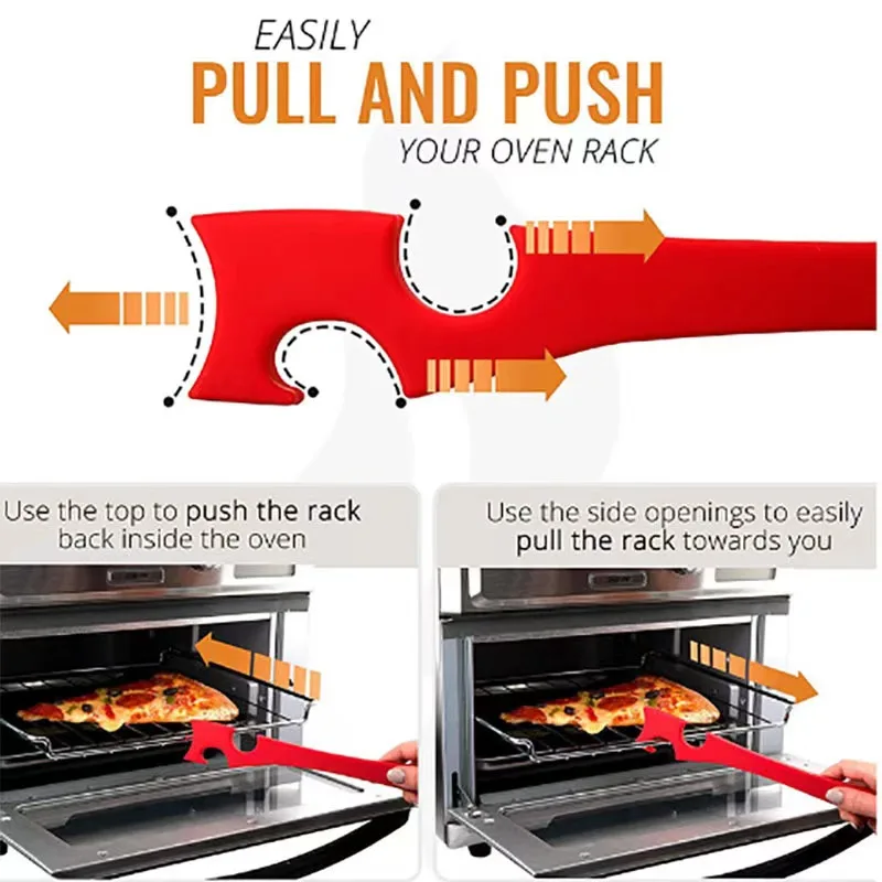 2024 New Product Ideas Baking Accessories Plastic Oven Rack with Longer Handle Kitchen Gadgets Push Pull Tool for Storage