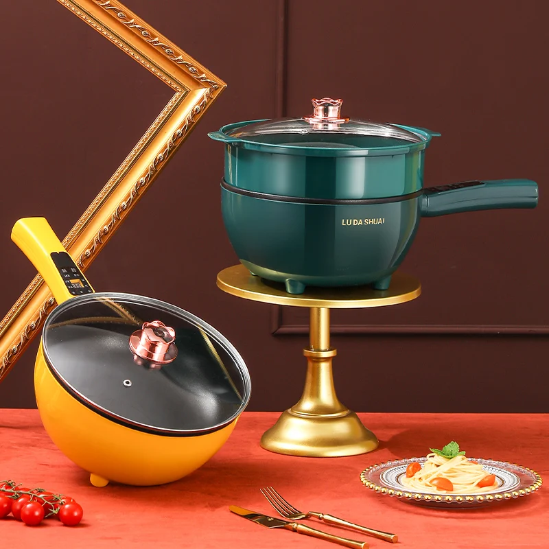 Multipurpose automatic skillet non stick electric cooking pot electric frying pan with steamer household smart electric wok