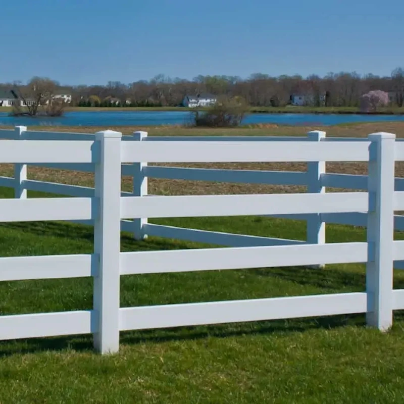 4 rail PVC ranch fence for horse wpc horse fence white panels with single gate