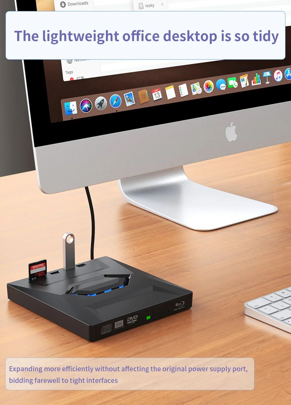 DVD RW CD Type C/USB3.0 Optical Drive Burner Reader External BluRay DVD CD Drive with Type C USB SD TF Card Reader