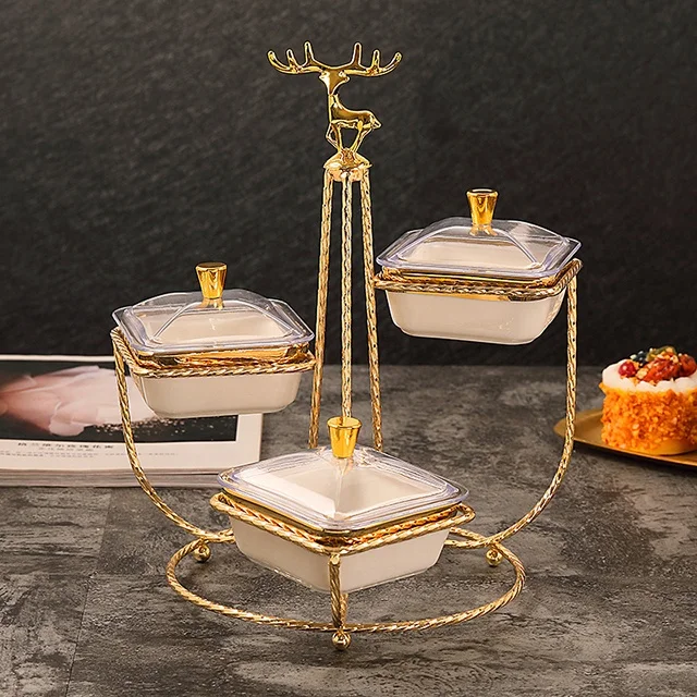 Household Small White Porcelain Plates Modern Serving Dish With Cover Ceramic Dried Fruit And Nut Party Gift Tray