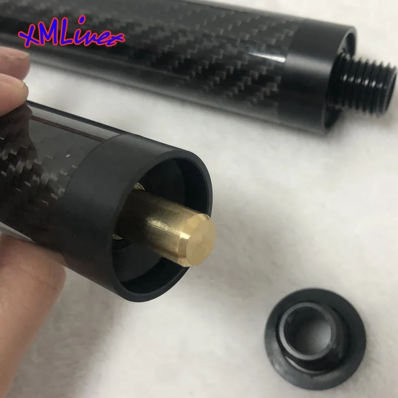 Customized xmlivet 12inch carbon Pool cue extensions with bumper for Longoni cues 9 ball cue extenders Billiard accessories