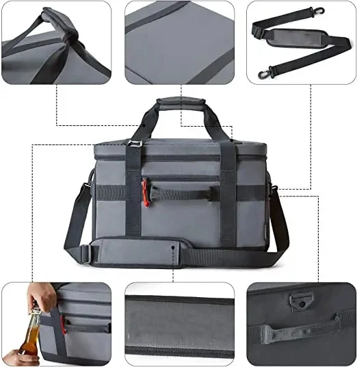 TINYATCustom Beach Work Camping BBQ Trip Shopping Leak Proof Collapsible Lunch Soft Cool Bag Unisex Picnic Insulated Cooler Bags