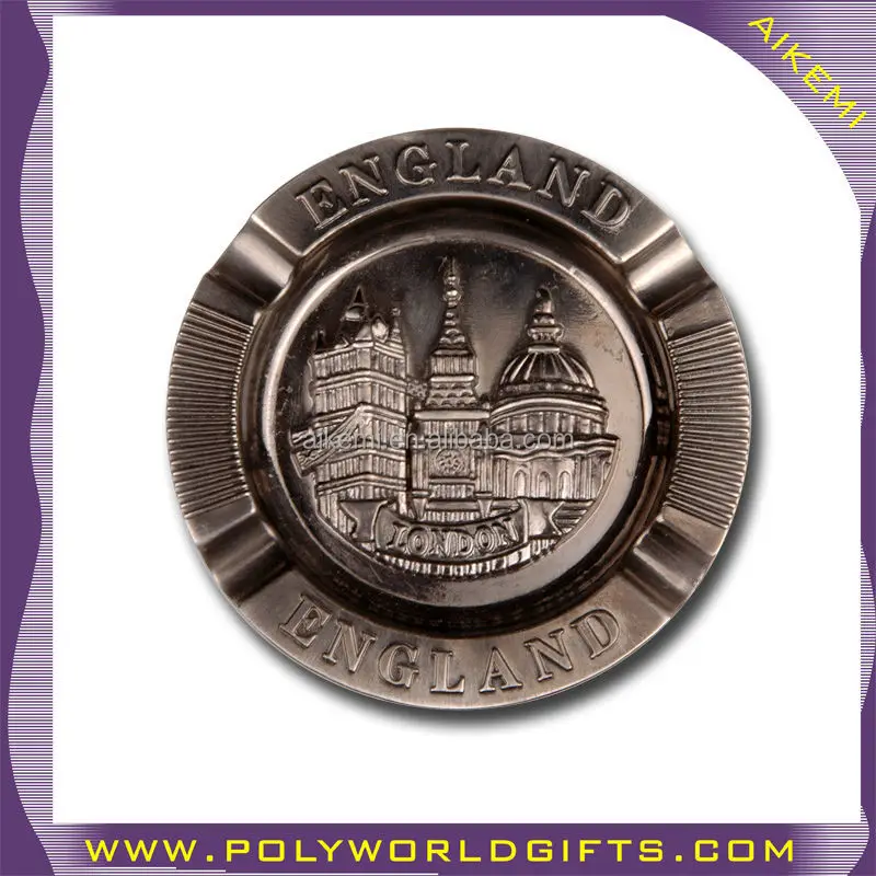 tourist souvenir antique metal ashtray with custom logo,zinc alloy metal ash tray logo,square shape metal ash tray custom