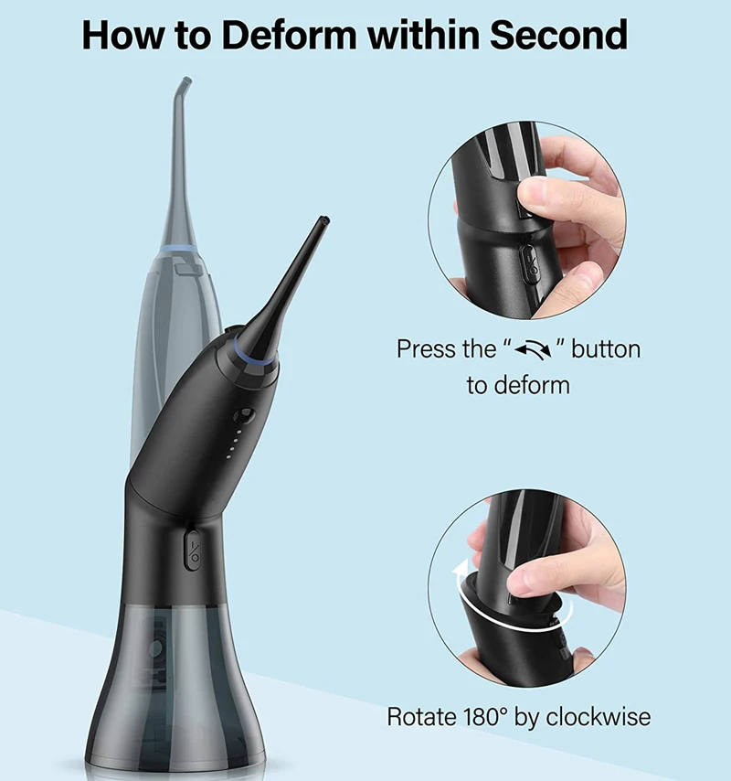 Cordless Water Flosser with 3 nozzles Portable Oral Irrigator Dental Flosser With Teeth Cleaning