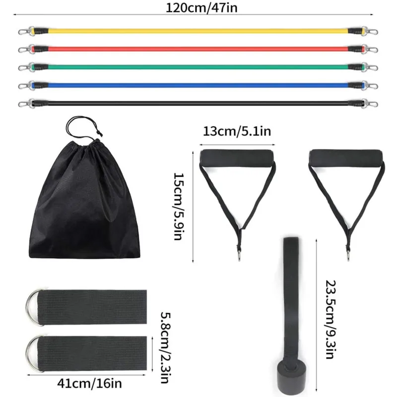 GEDENG Exercise Workout Training Tubes 11pcs custom Factory wholesale 11 Pcs Gym fitness tpe latex exercise resistance band tube