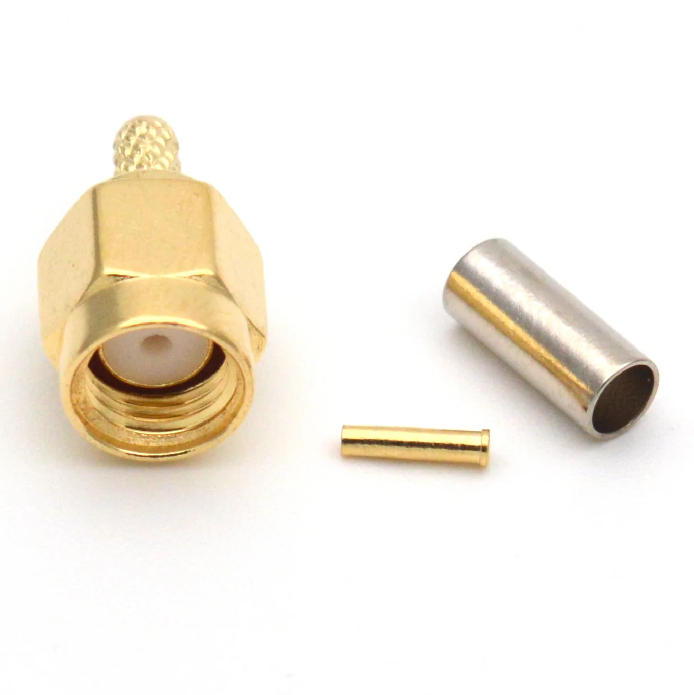 Brass RP SMA Male Plug RP-SMA Jack Crimp for RG174 RG316 LMR100 Cable SMA RF Straight Gold Connector