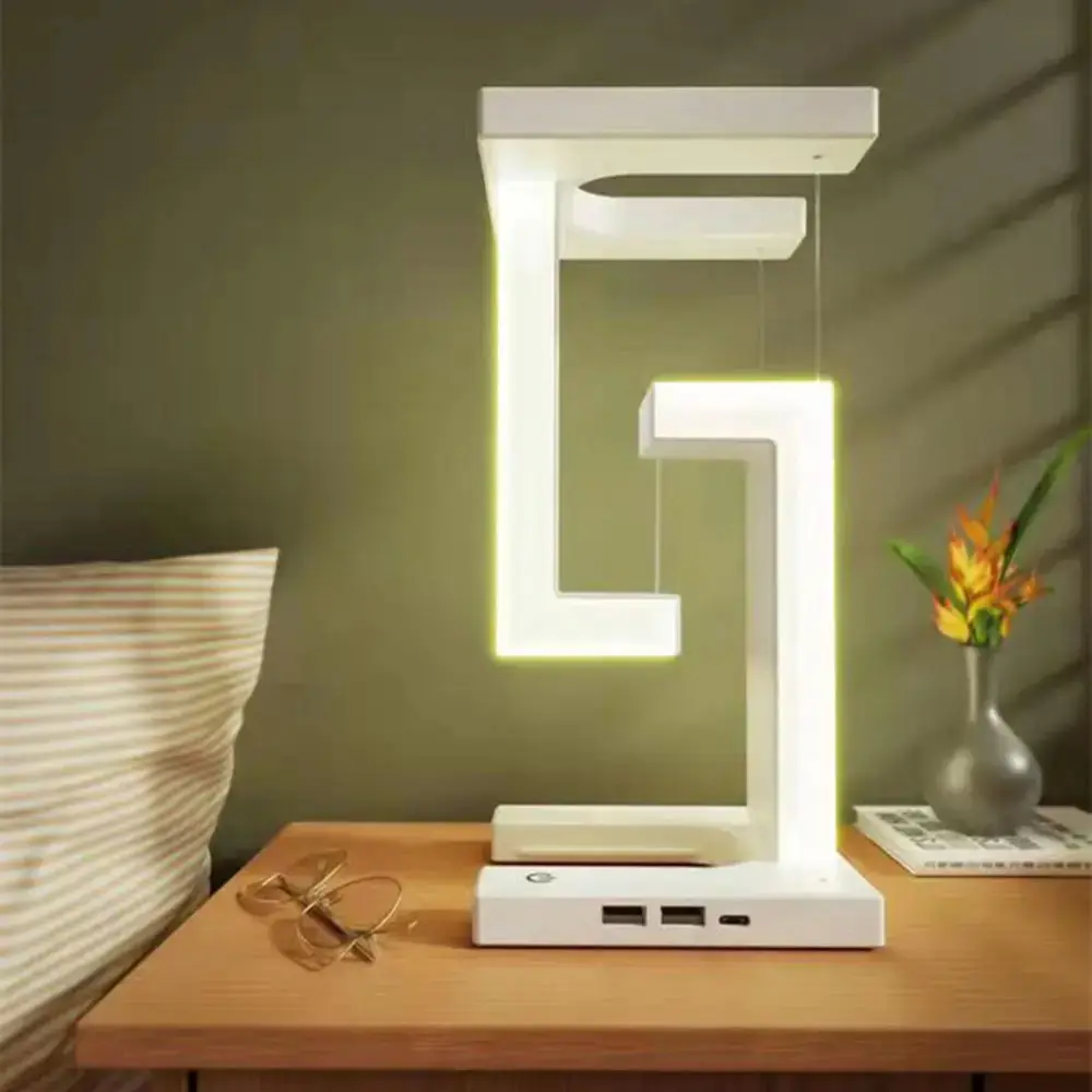 Wireless Charging Mobile Phone Anti Gravity Led Reading Desk Lamp Home Decor Smart Table Lamps Magnetic Levitation Bedroom 2024