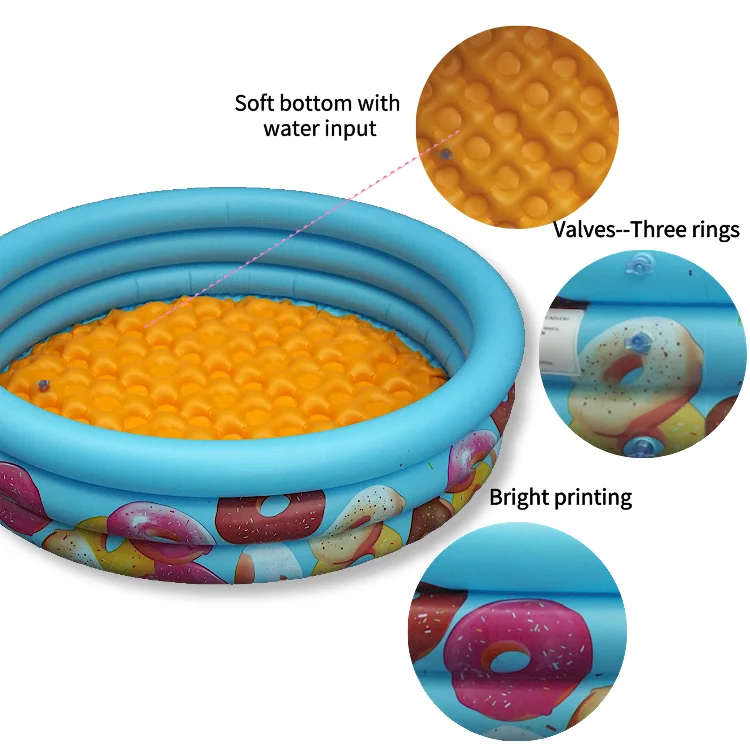 3 Rings Kiddie Pool for Toddler Kids Donut/Flower/Ocean life inflatable water pool for kids paddling pool for pet dogs