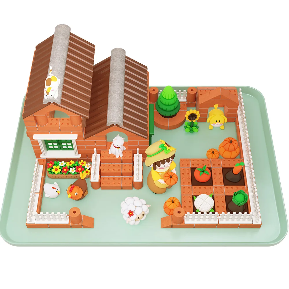 Wholesale House Blocks Toy Build A House Kids Building Block House Blocks Construction Toys Light Clay Reusable Mini Bricks