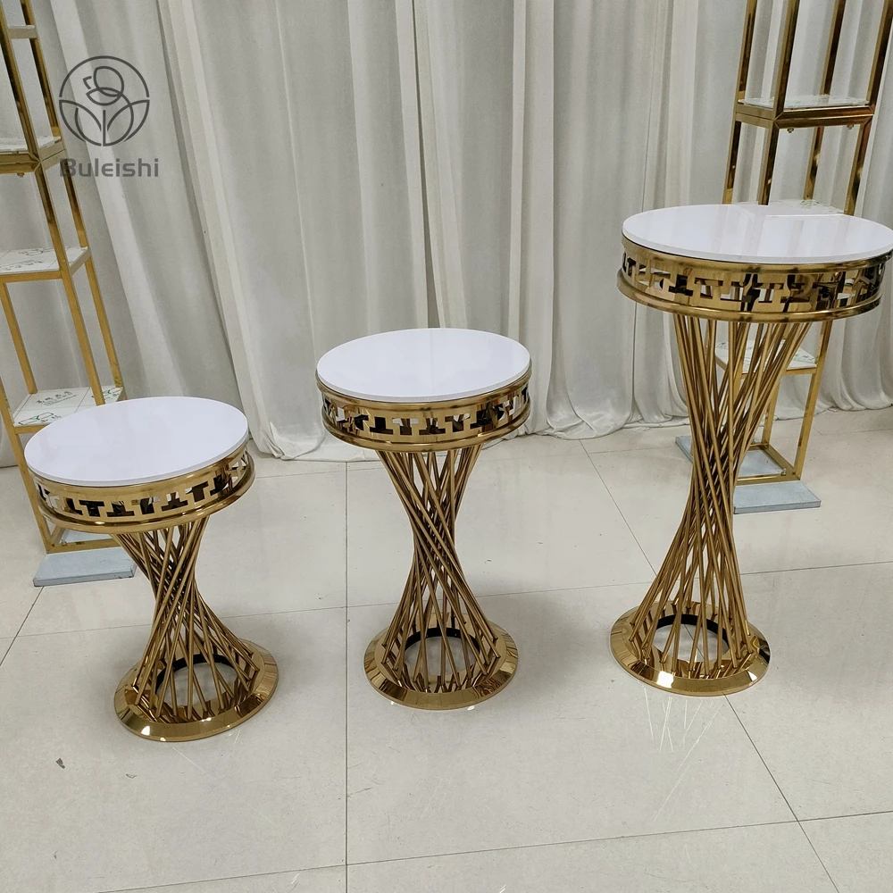 Shiny Silver 3 PCs Twist Pedestals Stand Silver Swirl Pedestal Wedding Pillar Cake Plinth