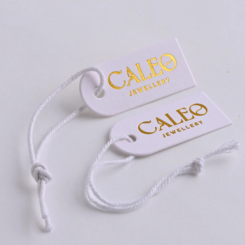 Custom Die Cut shape Garment Paper Swing Tags Gold Foil Logo sunglasses hang tag Printed luxury hangtags for jewelry