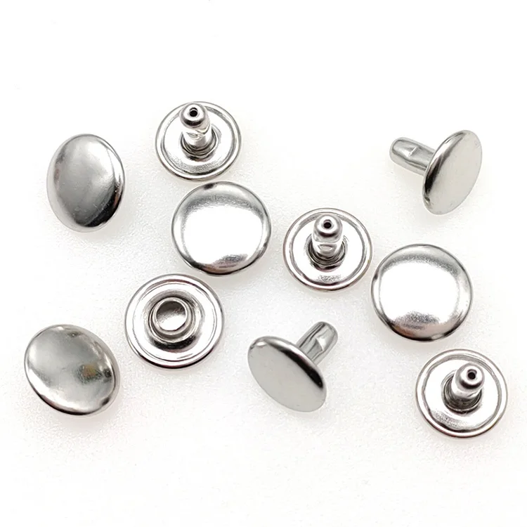 Metal Double Cap Side Button Jeans Hat Luggage Riveted Flat Round Garment Rivet And Stud Double Side Rivet