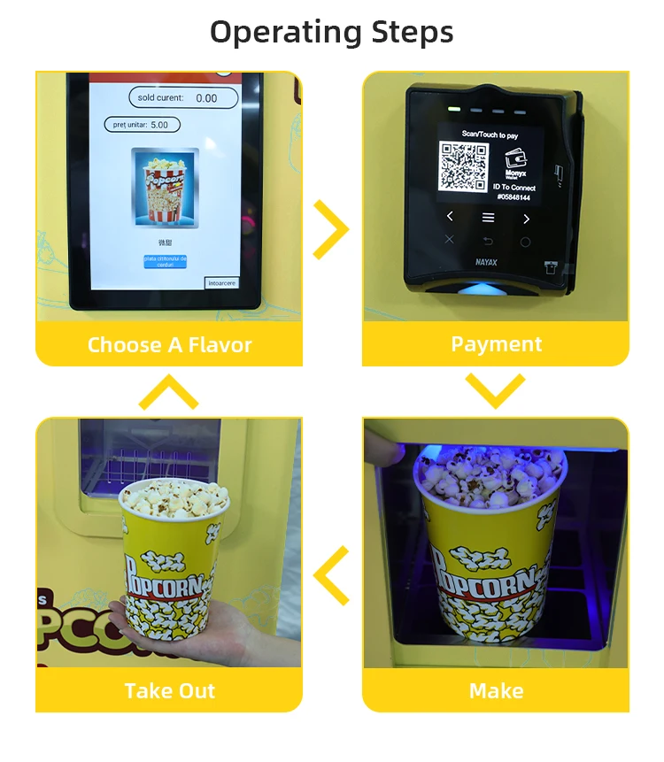 factory wholesale automatic Popcorn Maker machine Commercial full payment system Coin Operated Popcorn Vending Machine for mall