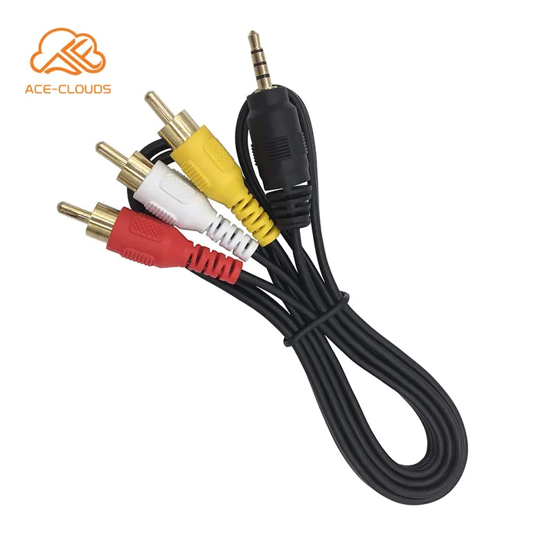3.5mm digital camera cable 3.5 Male to 3RCA Male Audio Video Jack Connectors for DVD Player