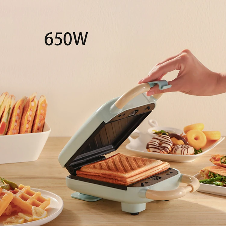 Cute household kitchen appliances 3 in 1 breakfast waffle making machine mini electric
