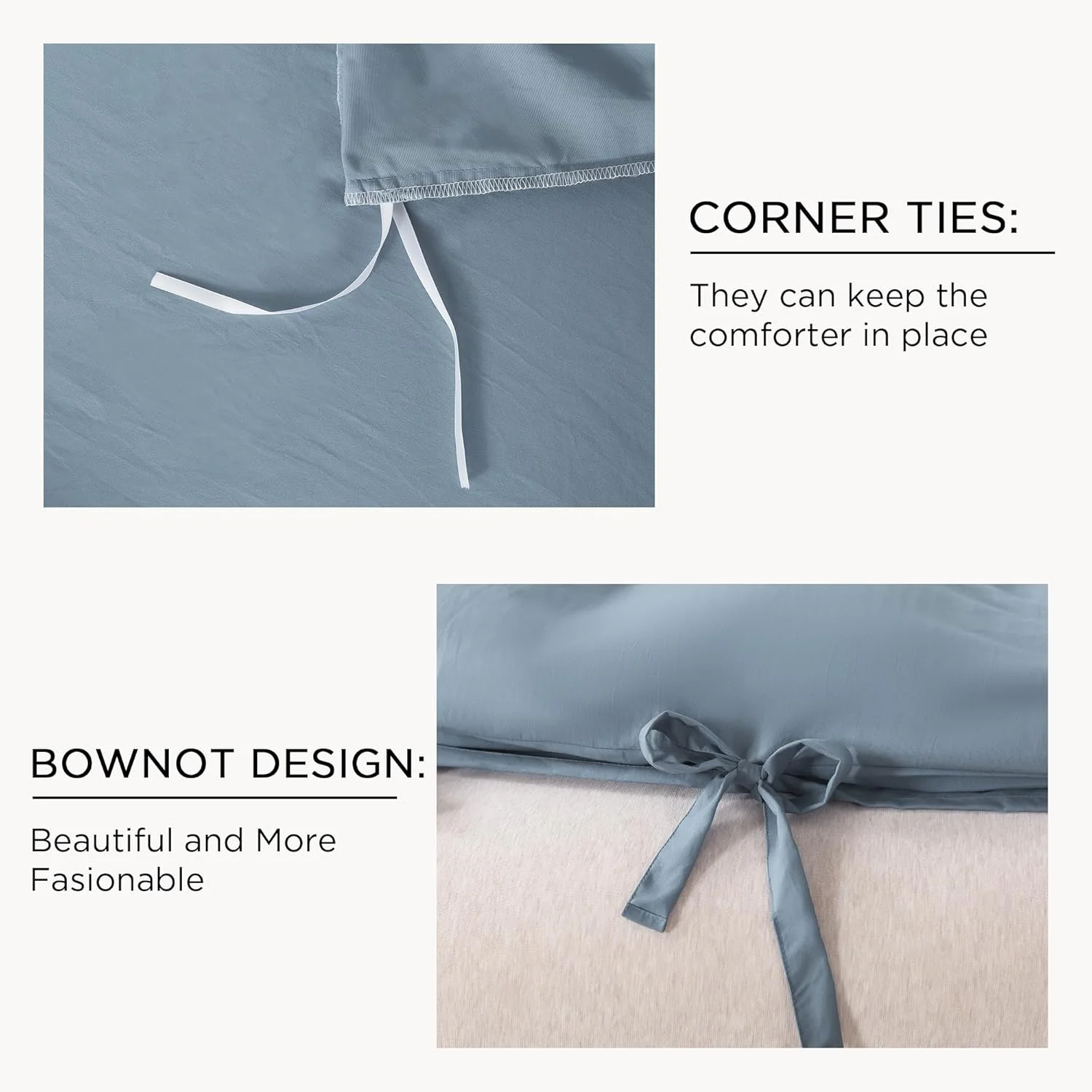 Easy Care Bedding Set Soft Washed Microfiber Bedcover Comforter Cover with Bowknot Bow Tie 3 Pieces King Size Duvet Cover Set