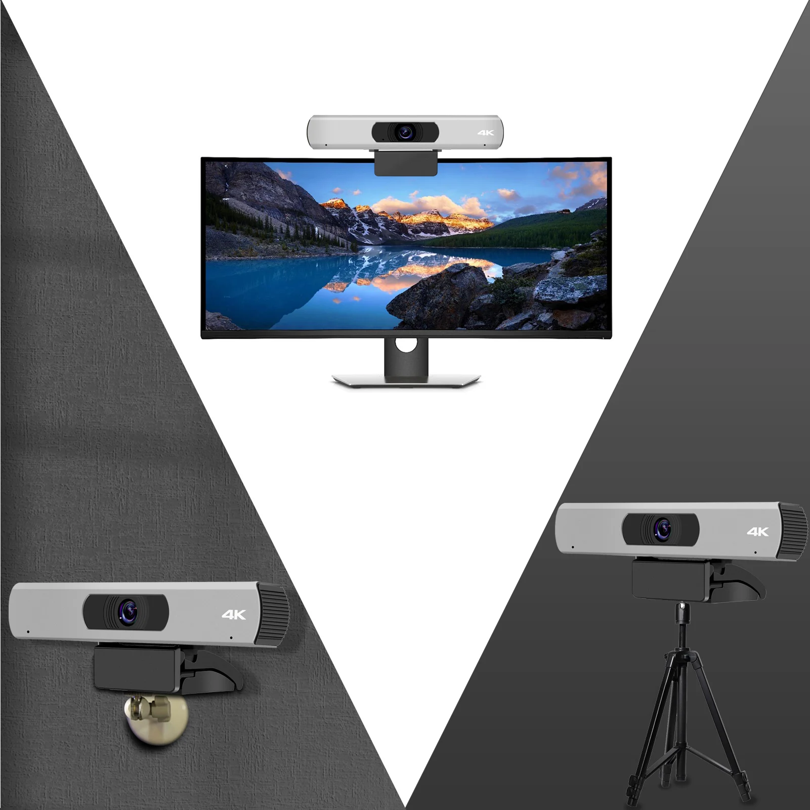 Rocware Premium video conference system 120 degree auto framing live streaming 4K Ultra HD Camera with Mic