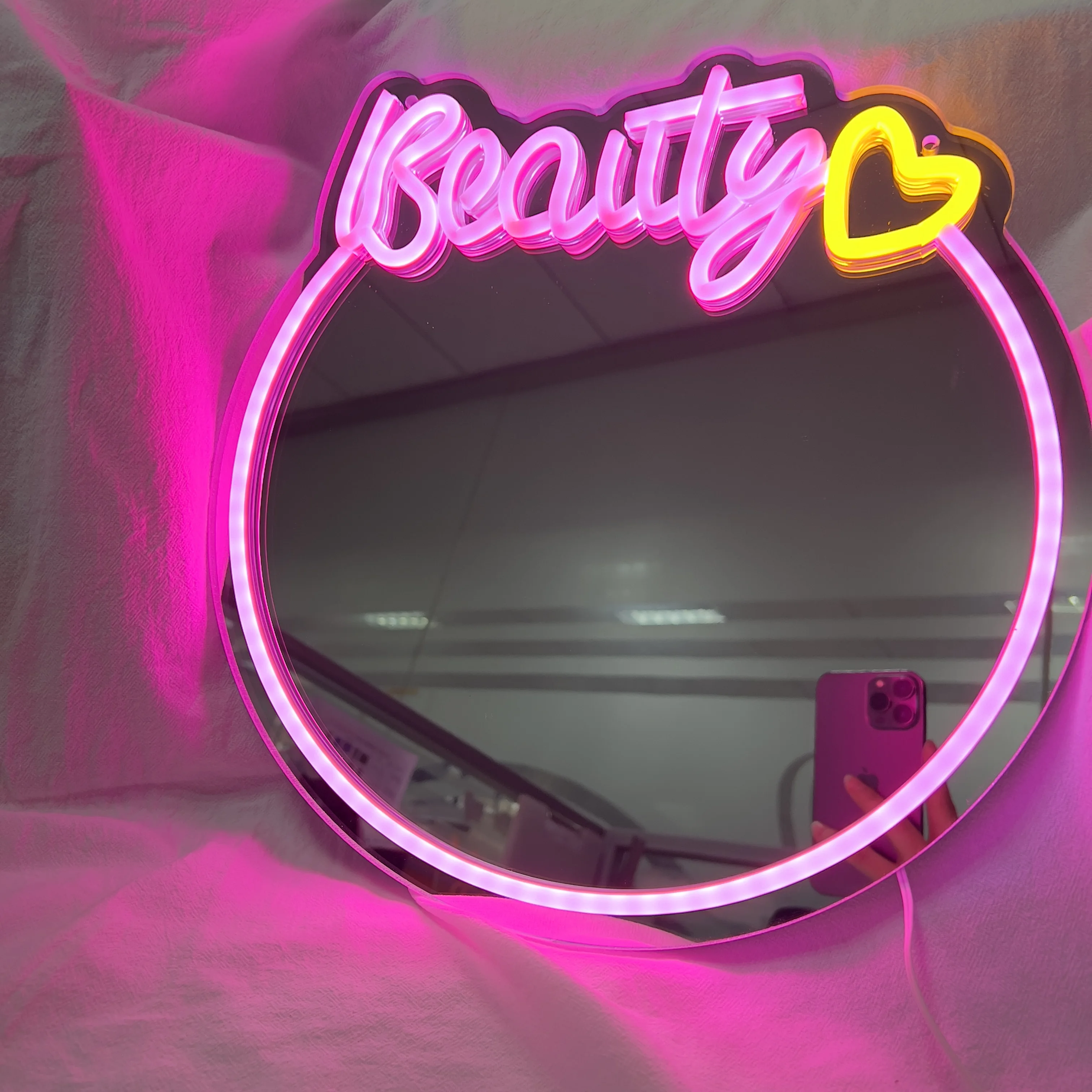 Hello Gorgeous Neon Mirror Sign Custom Acrylic Mirror Lamp Wall-Mounted Led Neon Night Light