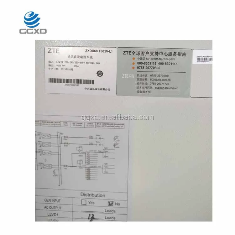 100% Original ZTE Telecom Power Cabinet 1.6 Meters ZXDU68T601 Match 12 Pcs ZXD2400 Rectifier