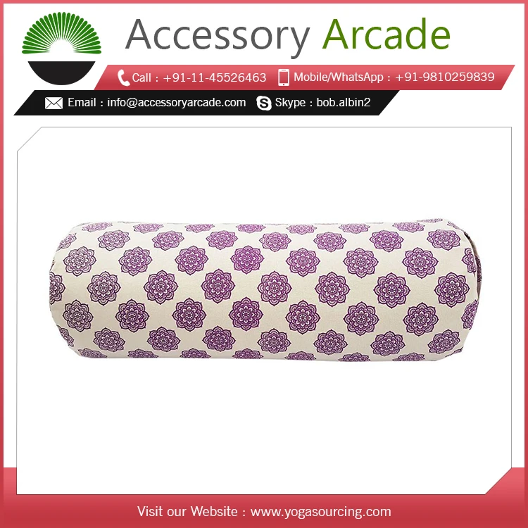 Embroidered Yoga Bolster pillow for yoga with multiple colors available in large quantity at wholesale prices