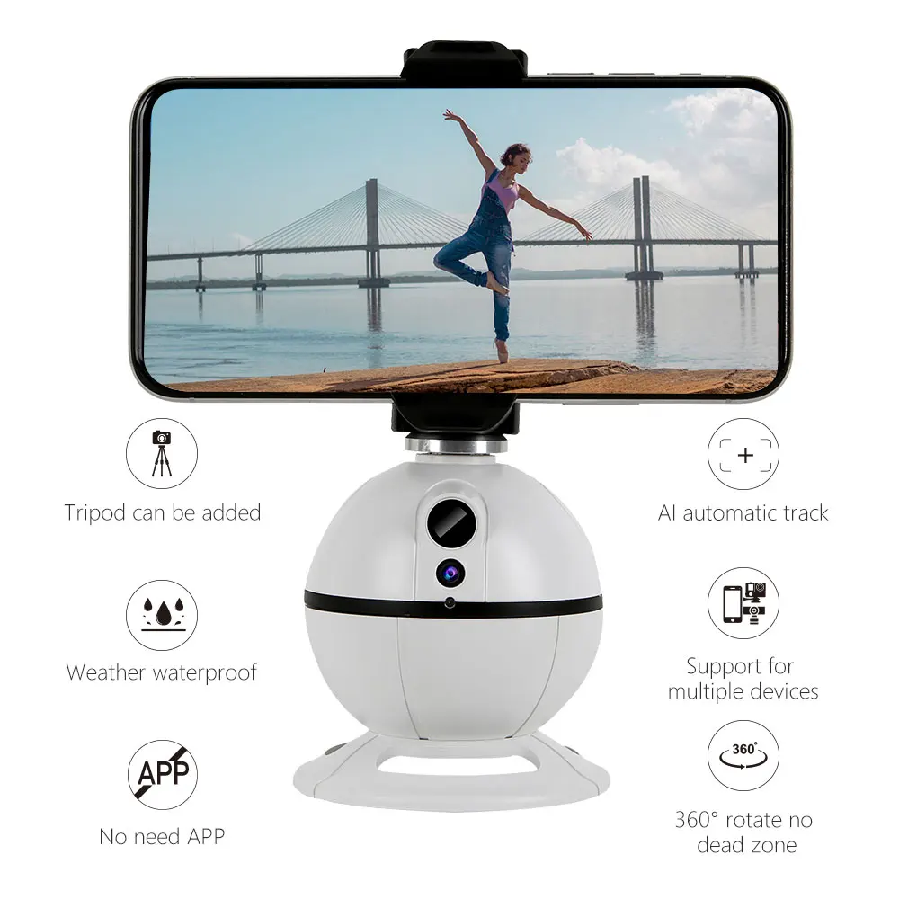 Real time Visual Follow Plastic Auto Face Tracking Gimbal Automatic 360 Flexible Phone Holder Face Tracking