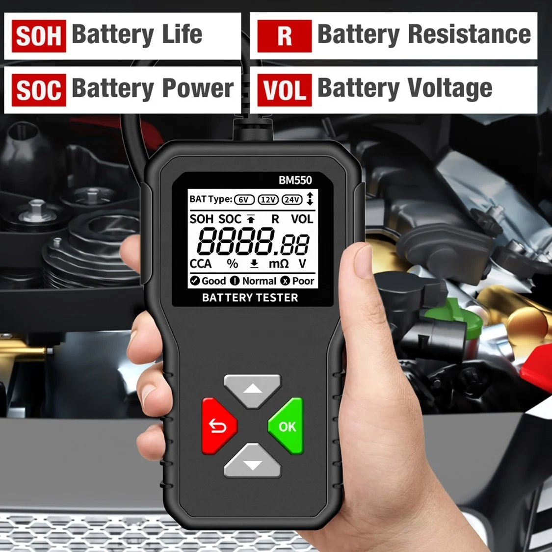 Automotive Test Battery Tester Tools KINGBOLEN BM580 Car Health Exam Reversible Access Clip Voltmeter For Moto W650 KW208 BST360