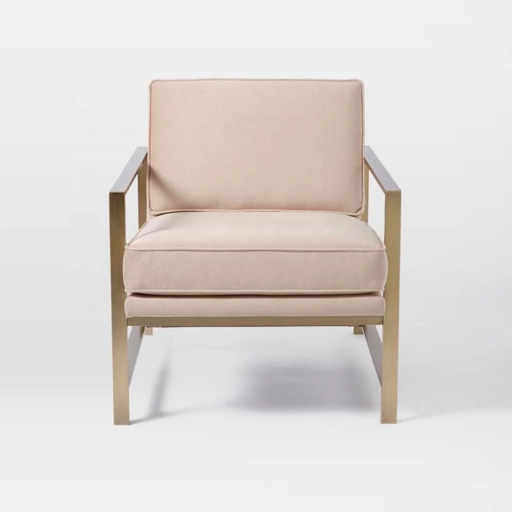 Metal dinning lounge sofa set modern living room home furniture with fabric upholstered cafe armchair for wholesale