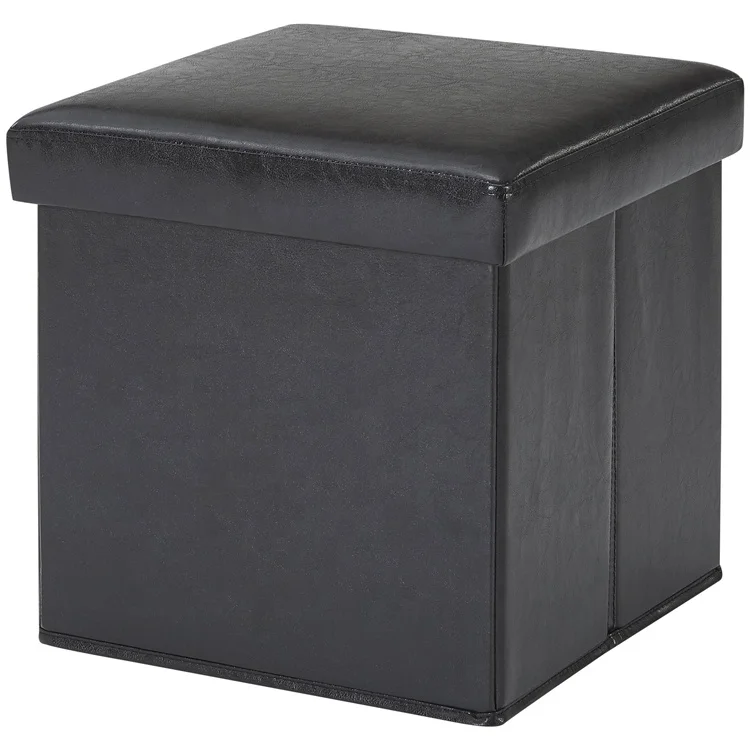 Custom Fold Box Luxury Cubic Leather Ottoman Storage Boxes Ottoman Pouf