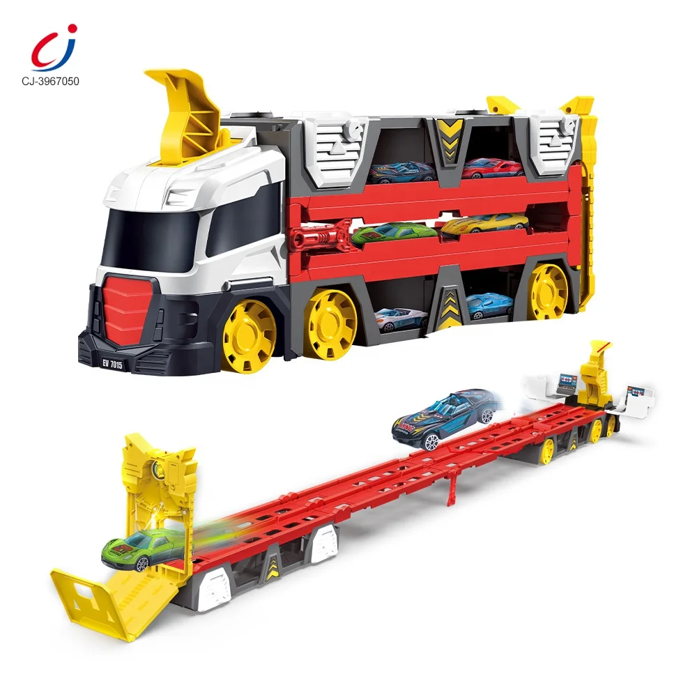 Chengji Carrier Truck Toy Children Multifunctional 2 in 1 Ejection Deformation Transporter Car Diecast Container