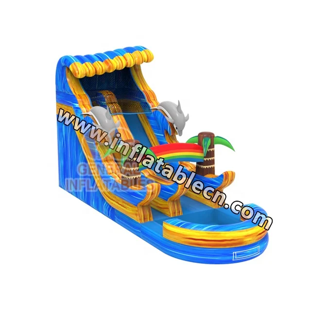 Summer Water Play slide Inflatable clearance popular inflatable Dolphin water slide with swimming pool