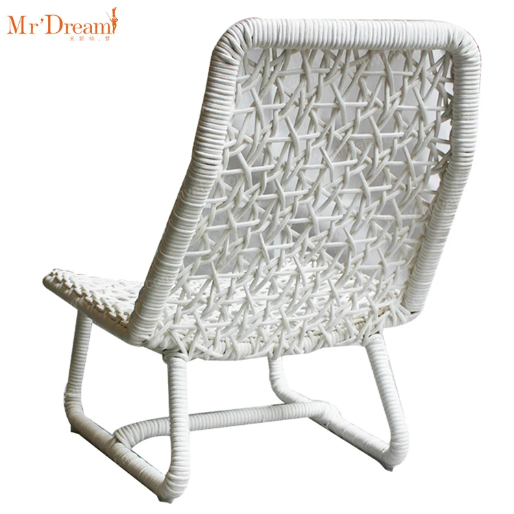 Modern supplier lightweight aluminum rope woven front porch deck outdoor reclining chair