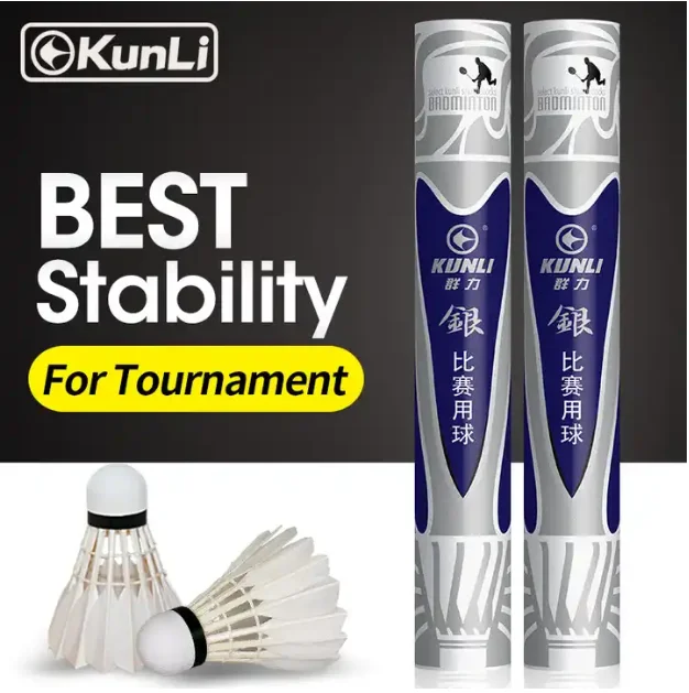 Durable KUNLI OEM Silver Feather Speed Badminton Shuttlecock For Competition