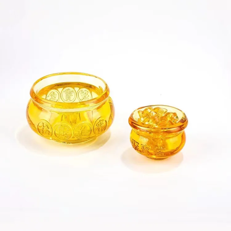 Wholesale 10cm Crystal Glass ingot Seeking wealth Business and friends fengshui gifts Crystal Citrine Treasure Bowl